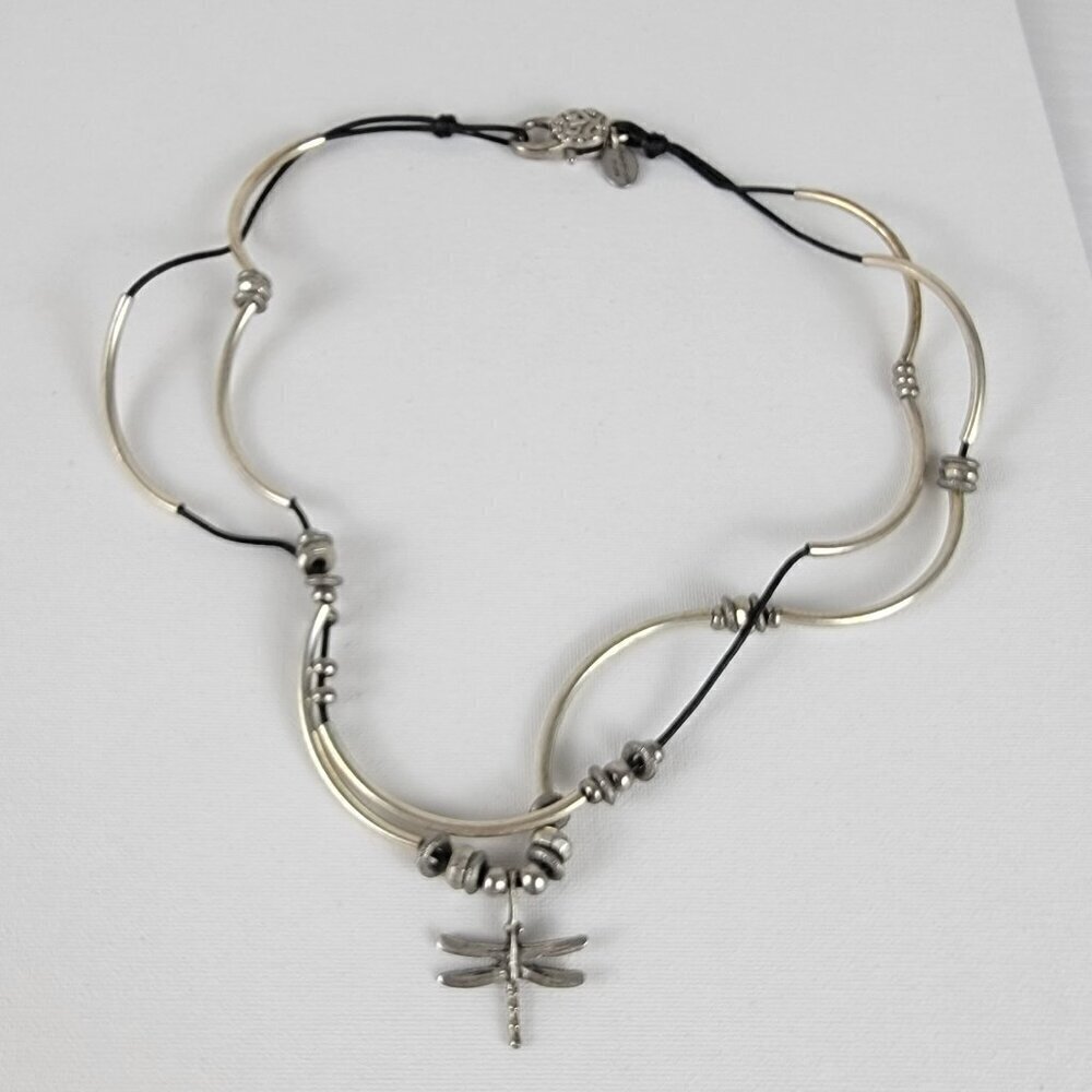 Lizzy James Dragonfly Charm Wrap Bracelet Or Necklace Silver Plated 20 Inch